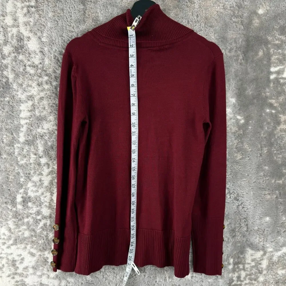 NEW Cable & Gauge Size S Minimalist Cowl NEck Sweater Red Long Sleeve Casual NWT